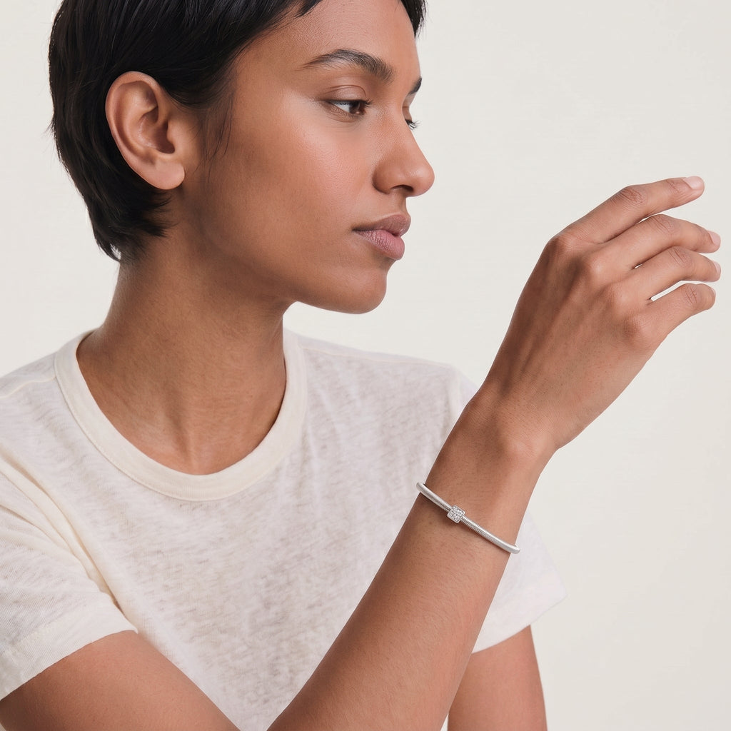 CZ Single Station Bangle Bracelet