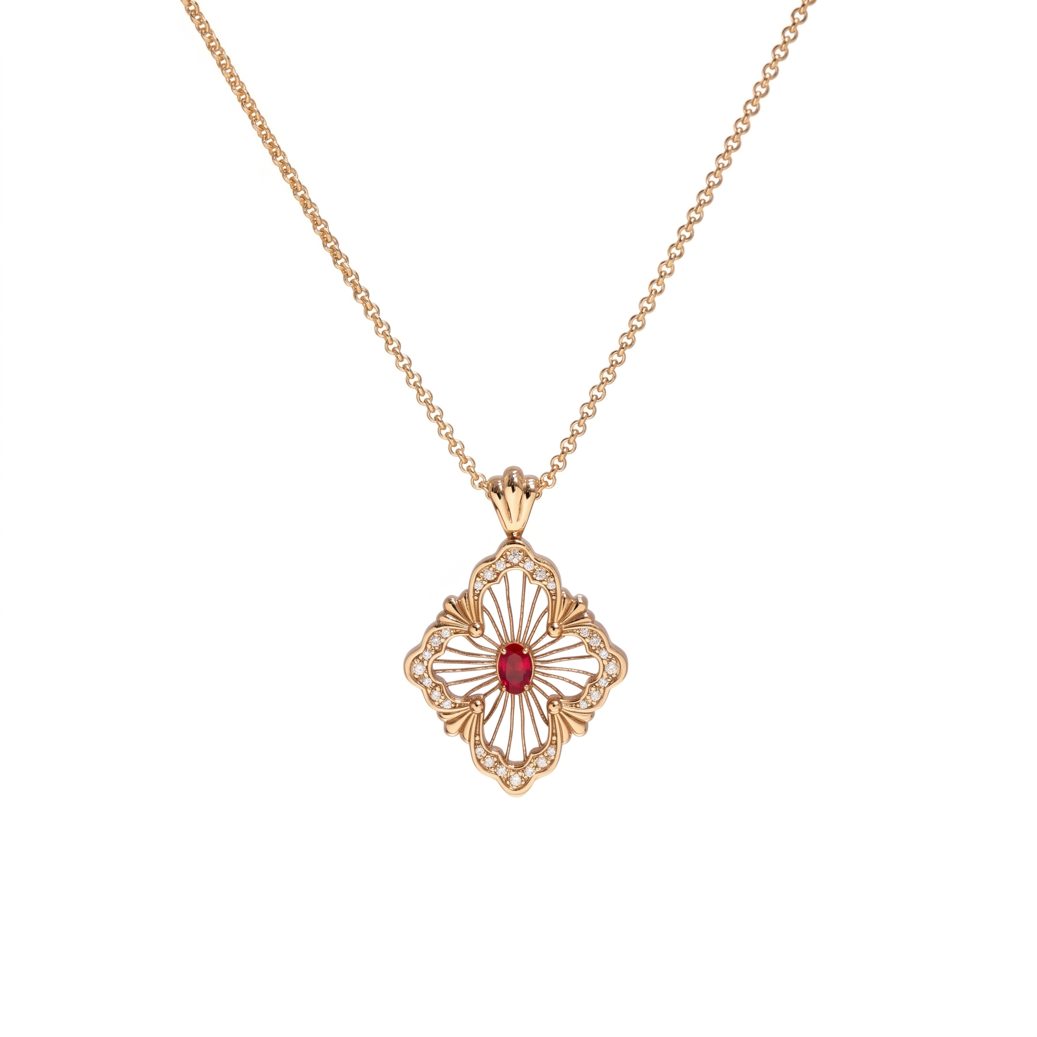 Florence Ruby Coin Pendant Necklace