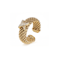 Star Pavé Popcorn Mesh Wide Cuff Ring