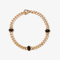 Cuban Link Bracelet with Black Oval Stones