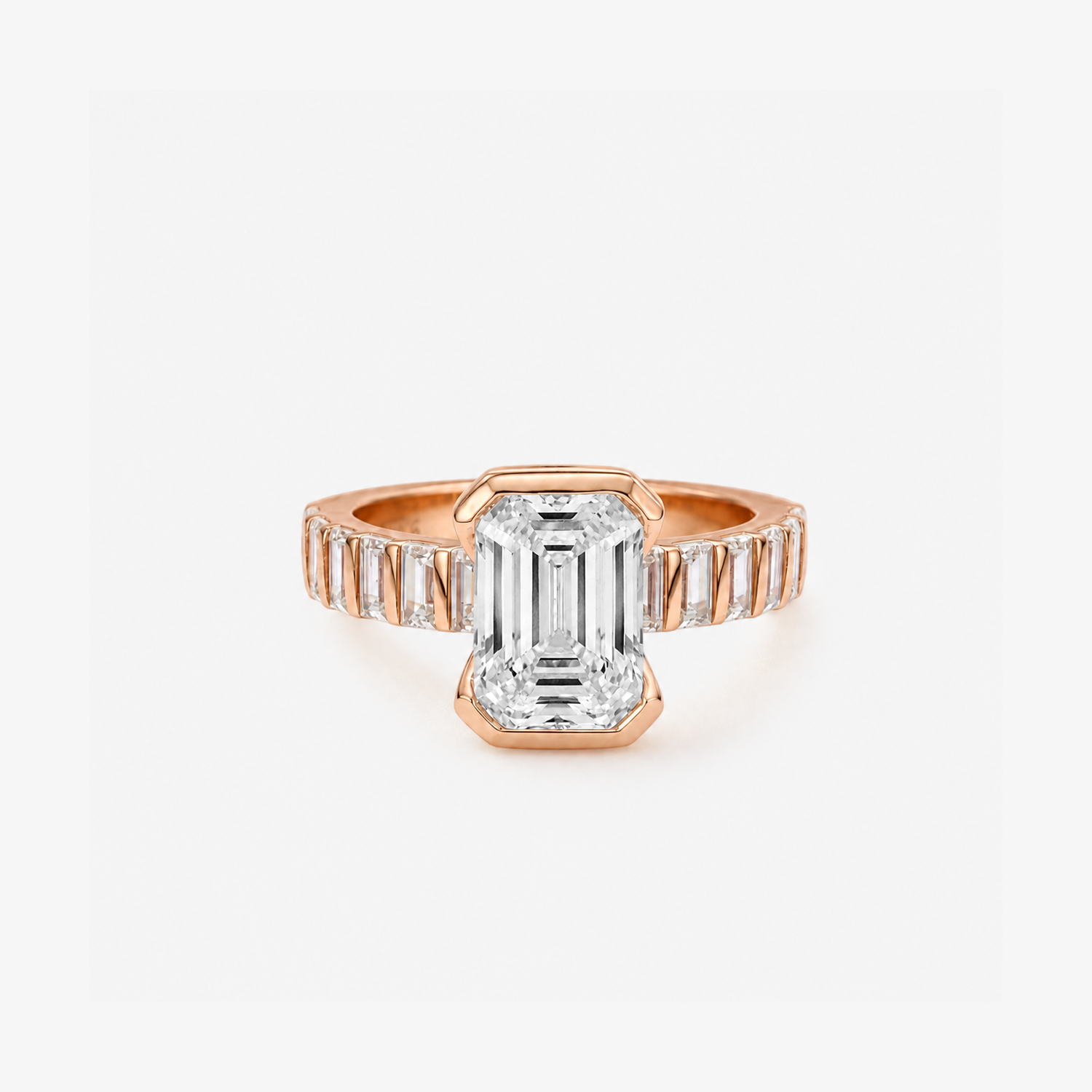Emerald Cut Bezel Baguette Band Ring