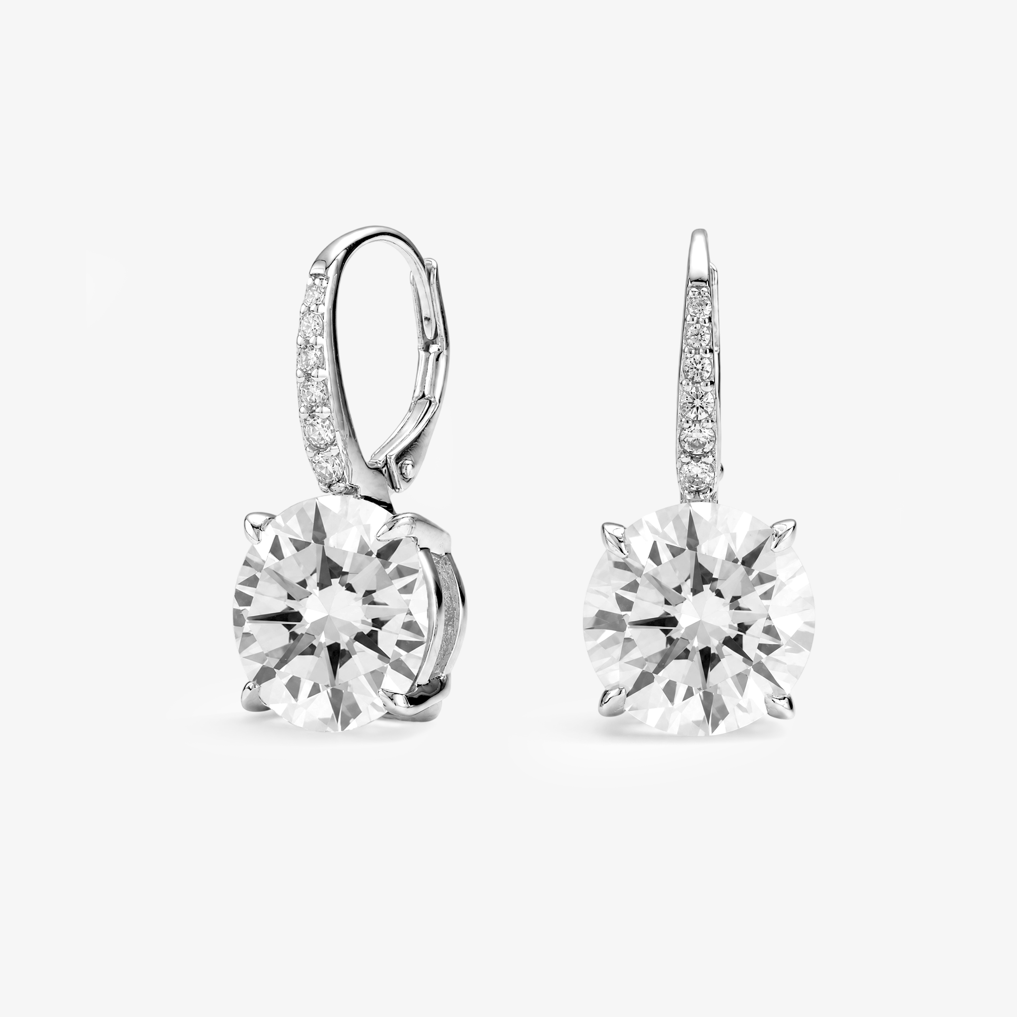 CZ Four-Prong Solitaire Hoops