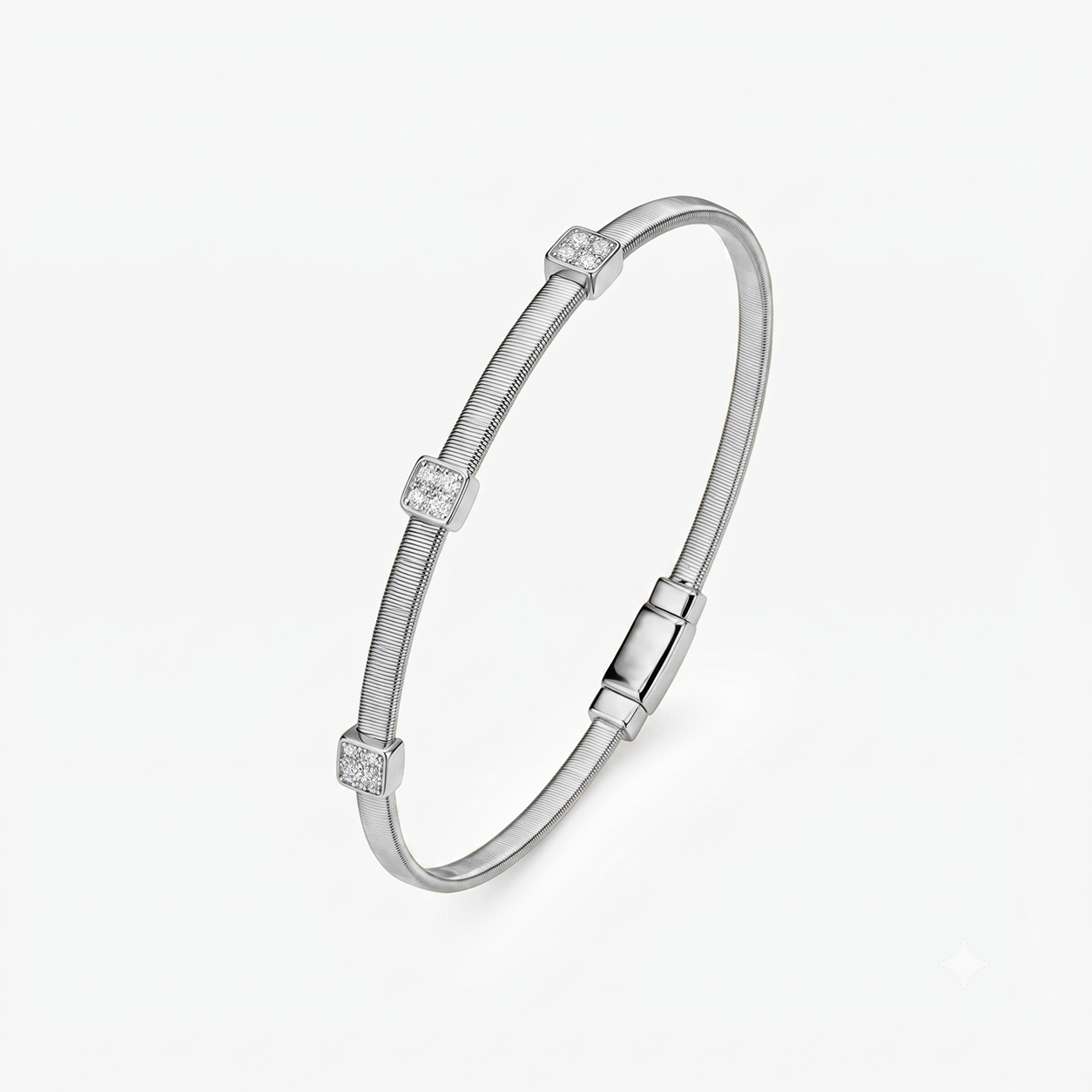 CZ Triple Station Bangle Bracelet