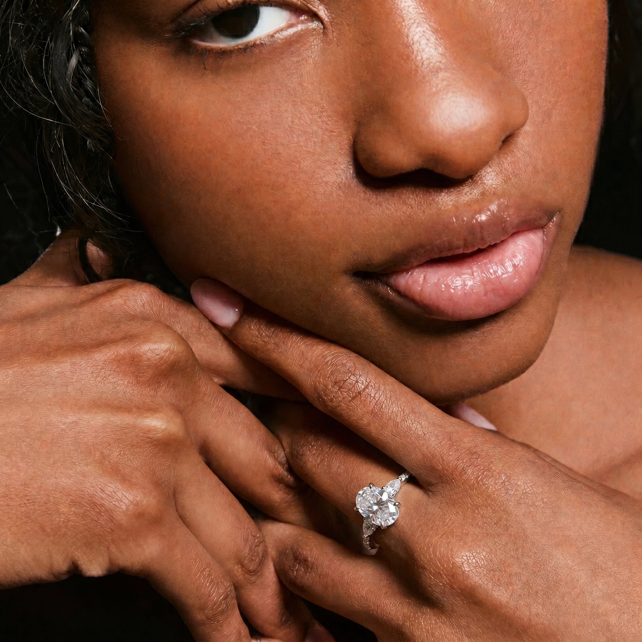 Oval Cut Floral Cluster Ring