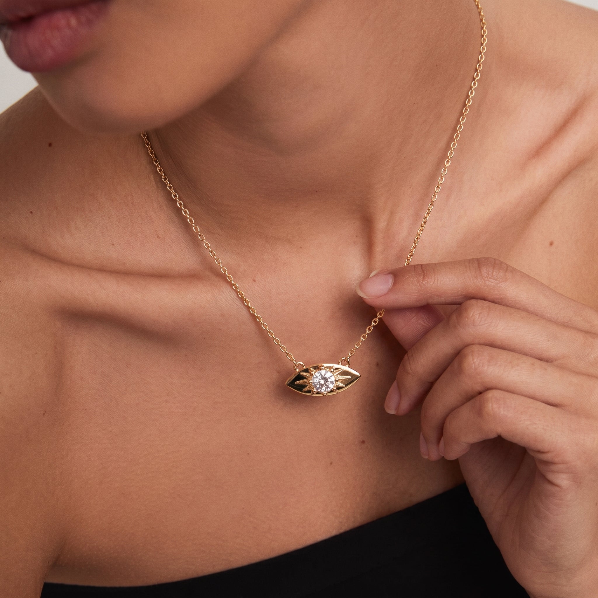 CZ Evil Eye Pendant Necklace