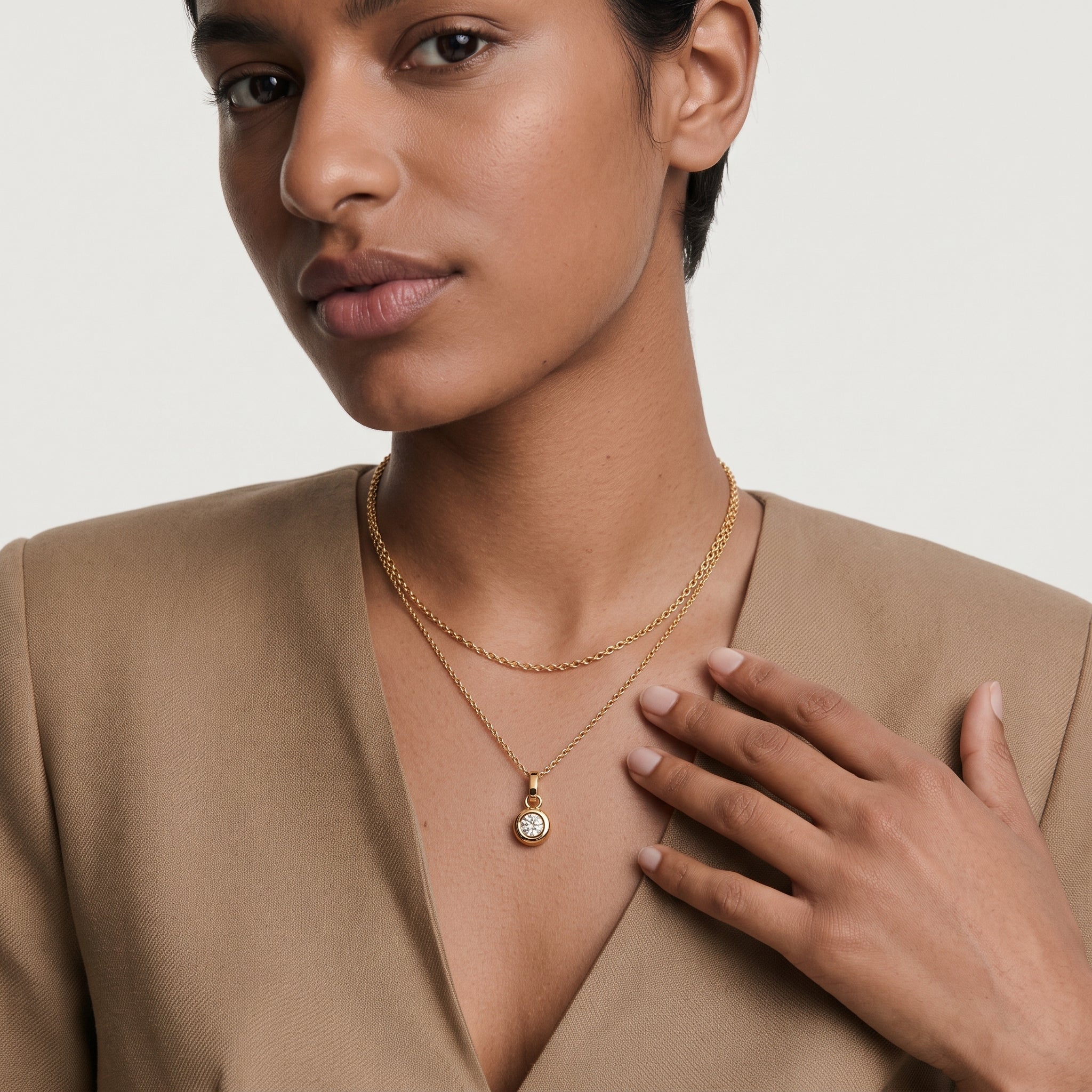 CZ Bezel Pendant Necklace