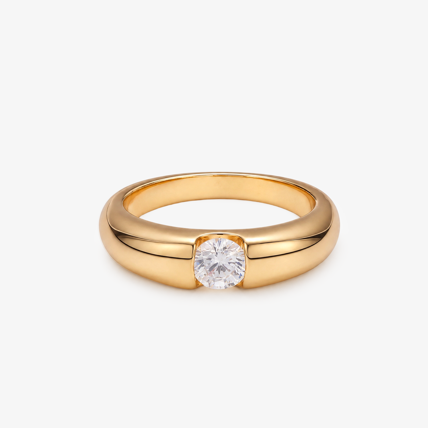 CZ Solitaire Band Ring