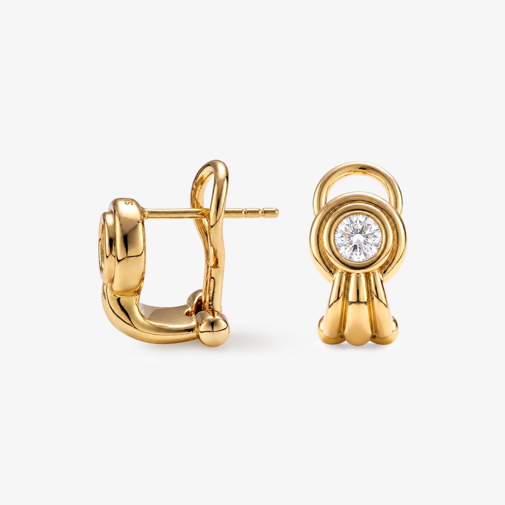 CZ Bezel Huggie Stud Earrings