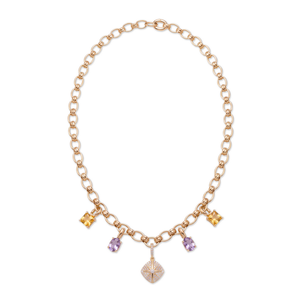 Multi-Charm Chunky Link Necklace