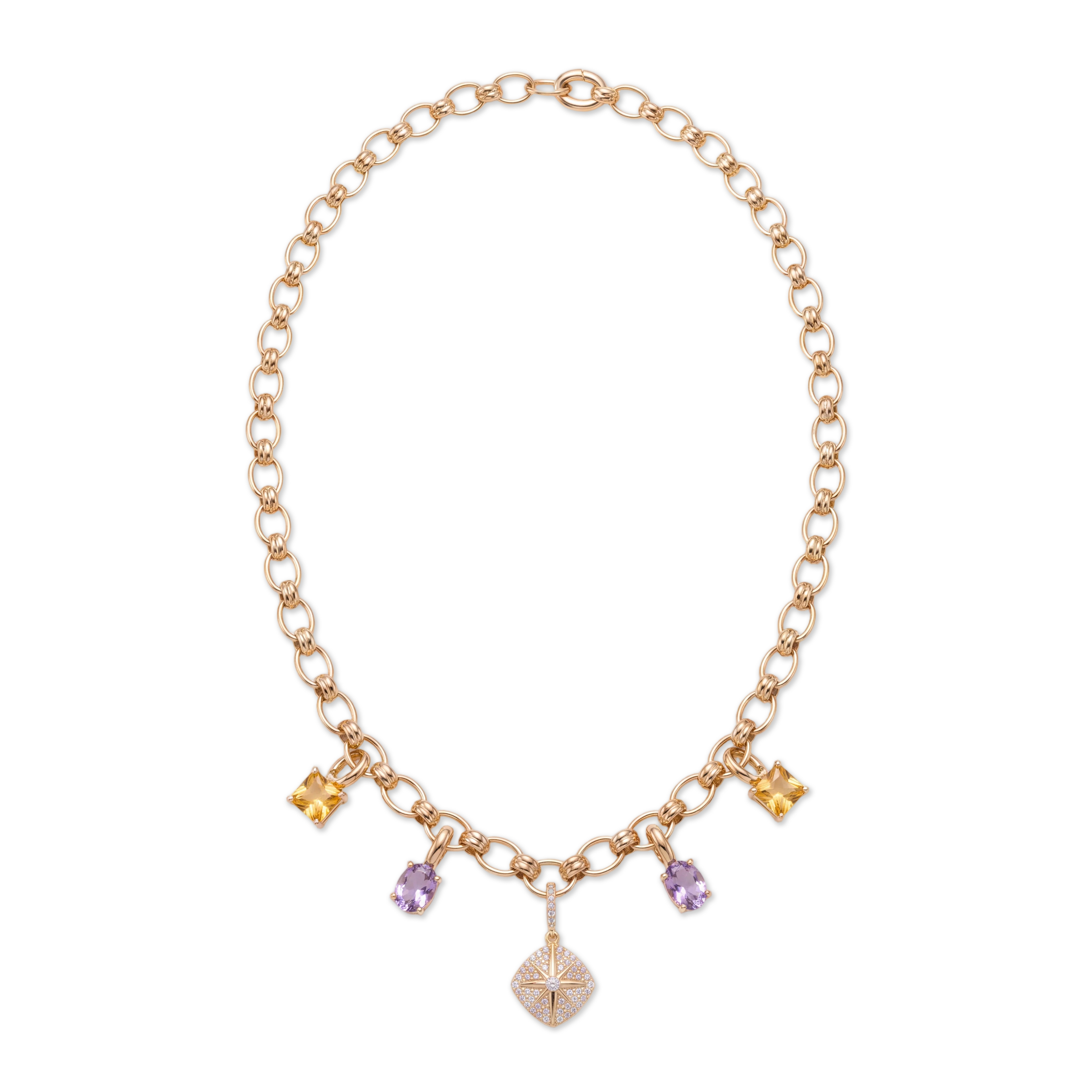 Multi-Charm Chunky Link Necklace