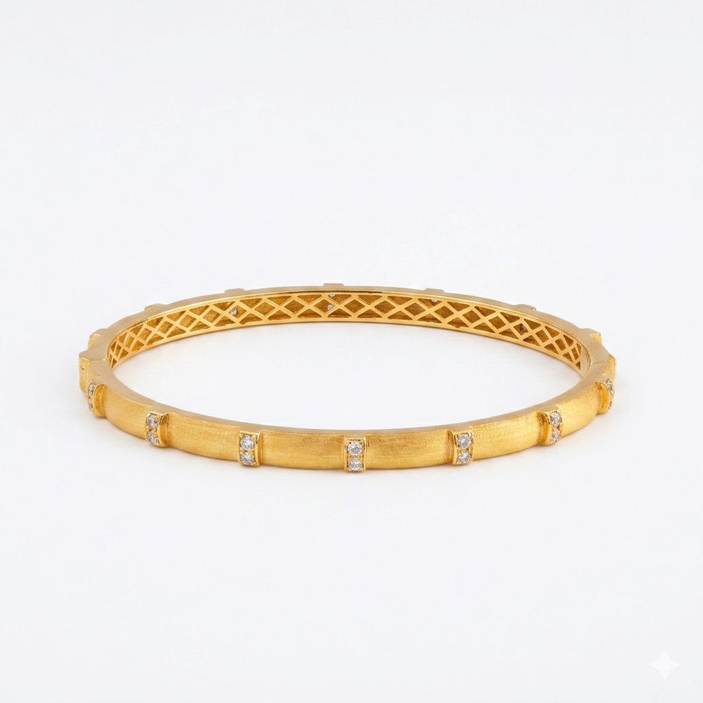 Pavé Station Brushed Gold Bangle