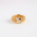 925 Silver Plated 18K Gold Italian Popcorn Mesh Chain Starfish Zircon Ring