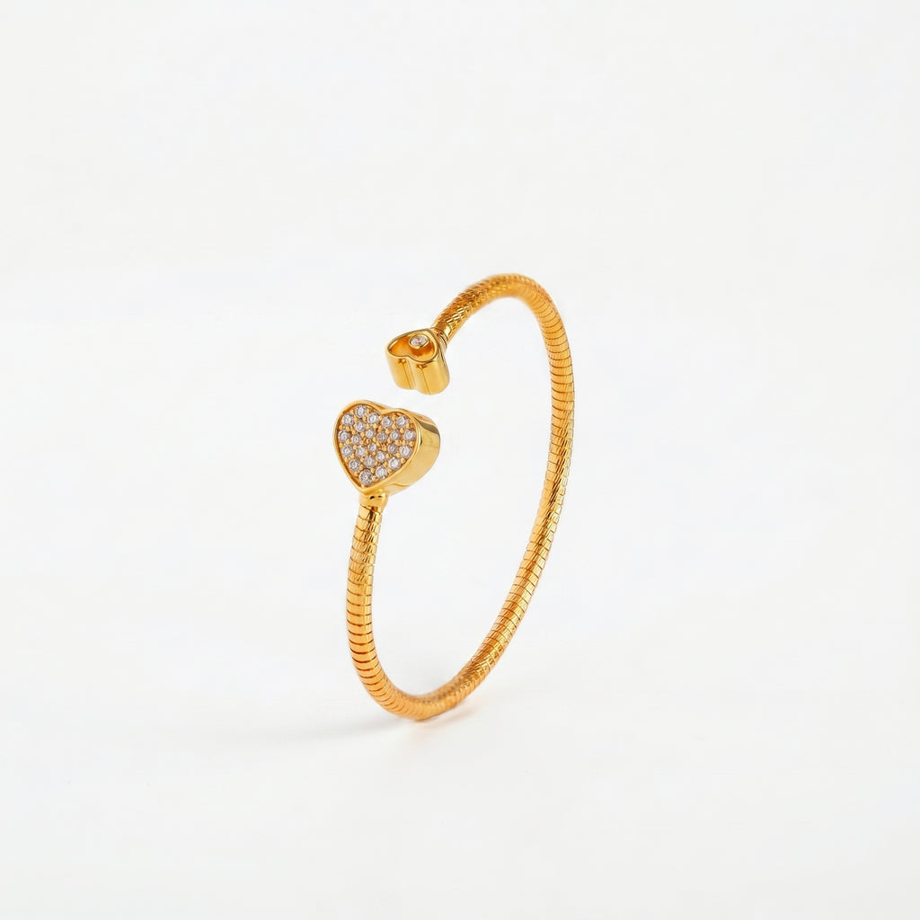 Pavé Heart Cuff Bangle