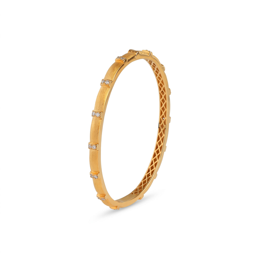 Pavé Station Brushed Gold Bangle