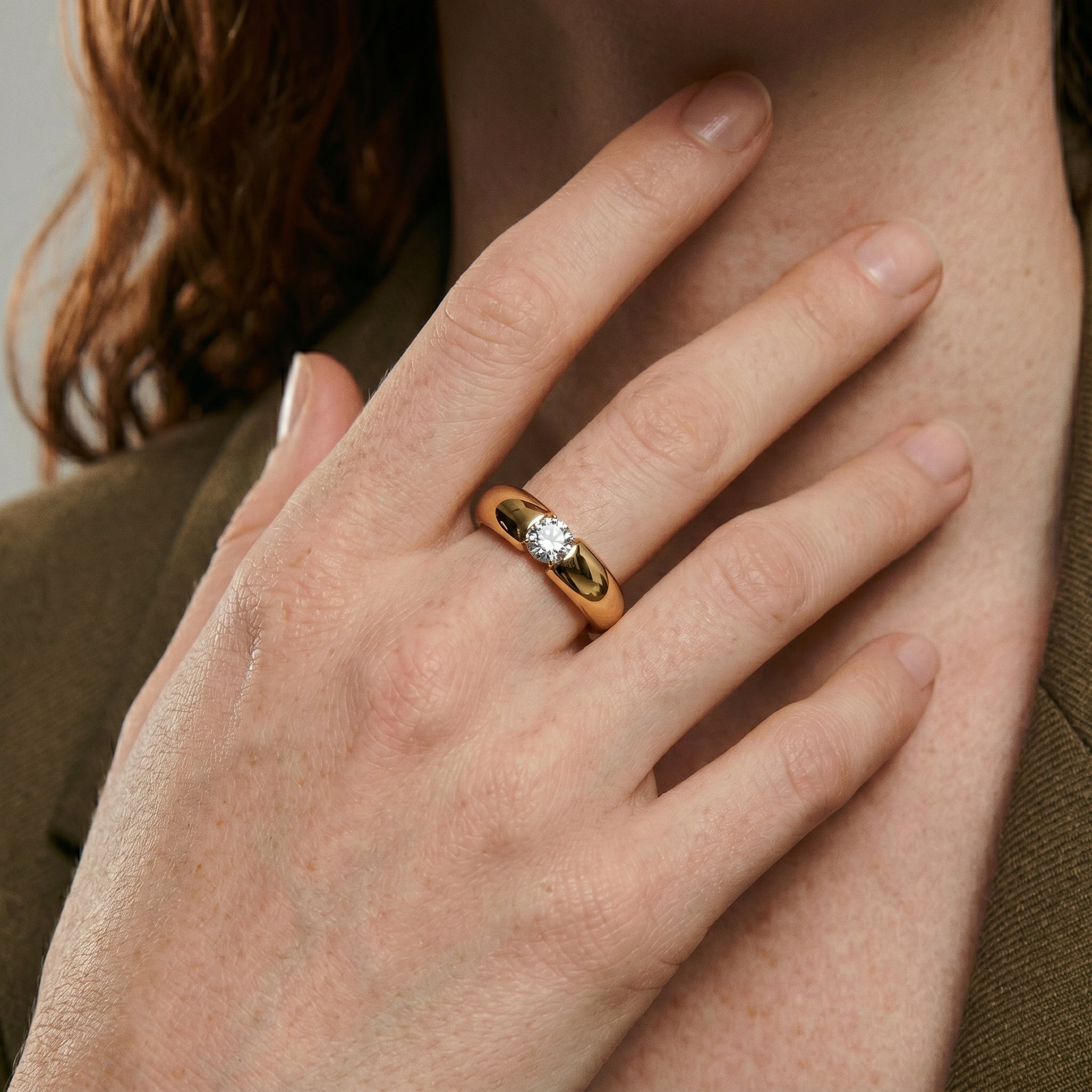 CZ Solitaire Band Ring