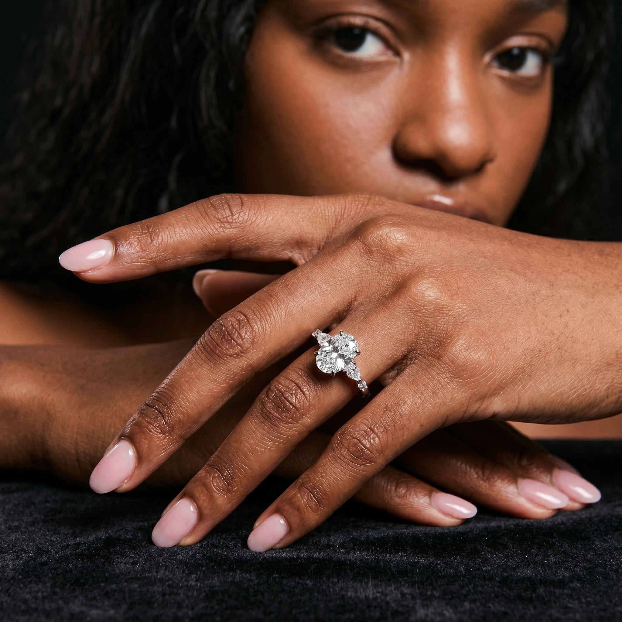 Oval Cut Floral Cluster Ring