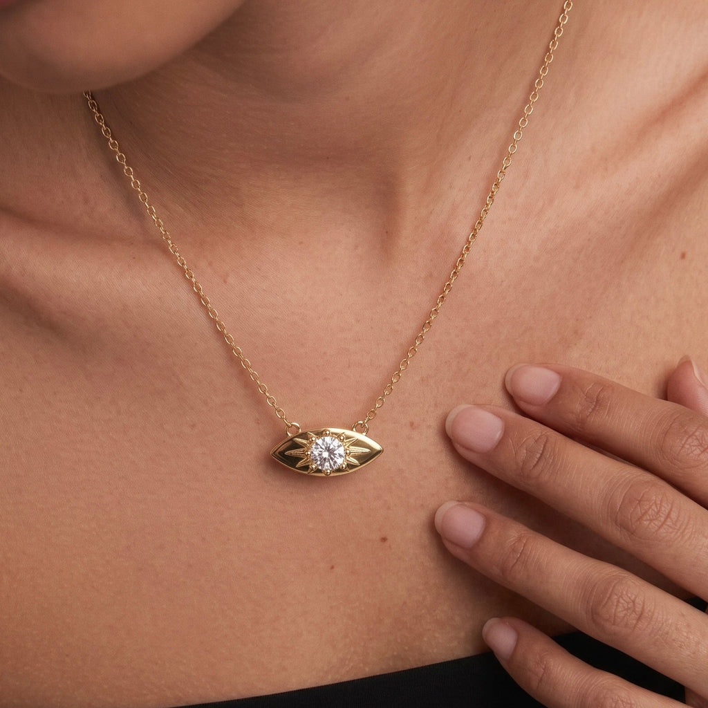 CZ Evil Eye Pendant Necklace