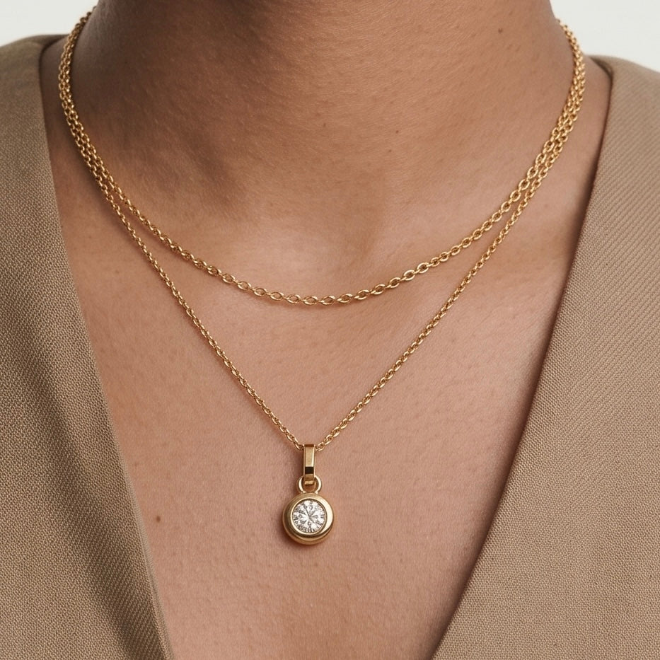 CZ Bezel Pendant Necklace