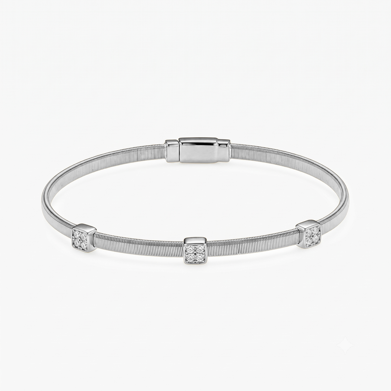 CZ Triple Station Bangle Bracelet