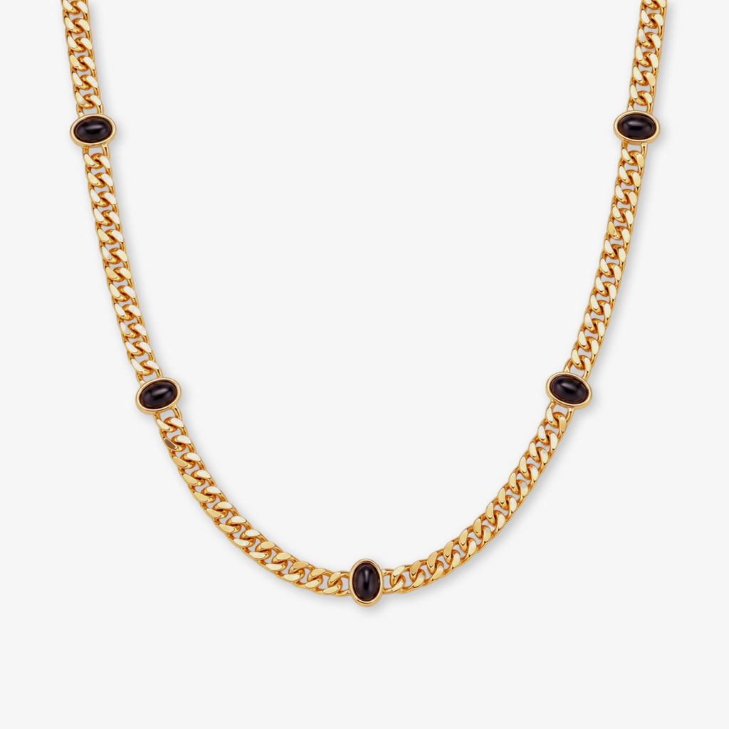 Cuban Link With Black Stone Necklace