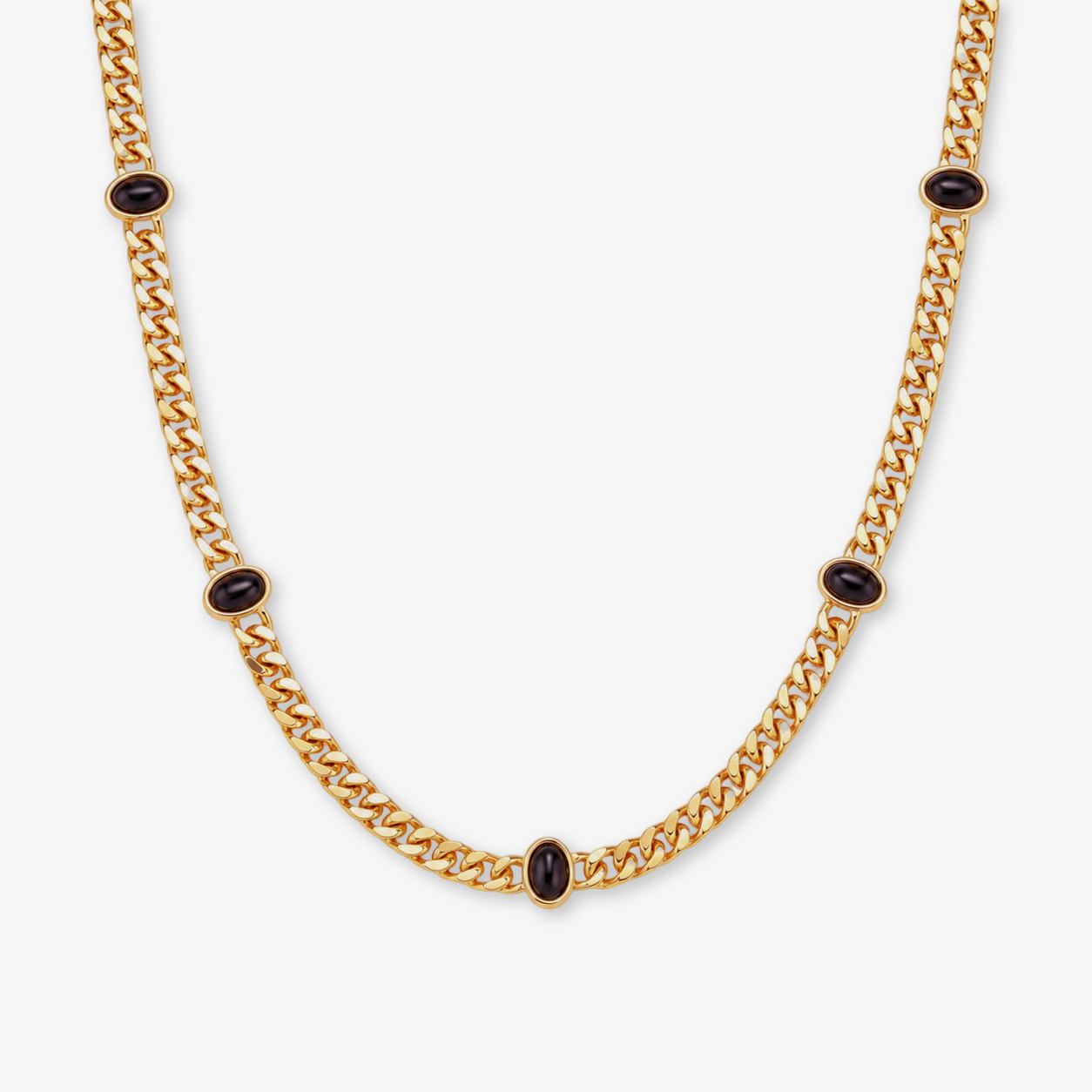 Cuban Link With Black Stone Necklace