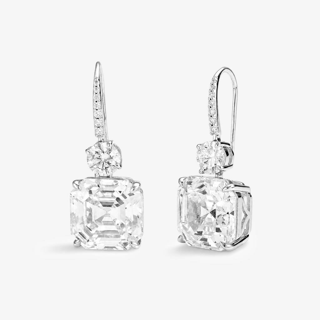 Asscher Drop Pavé Hook Earrings