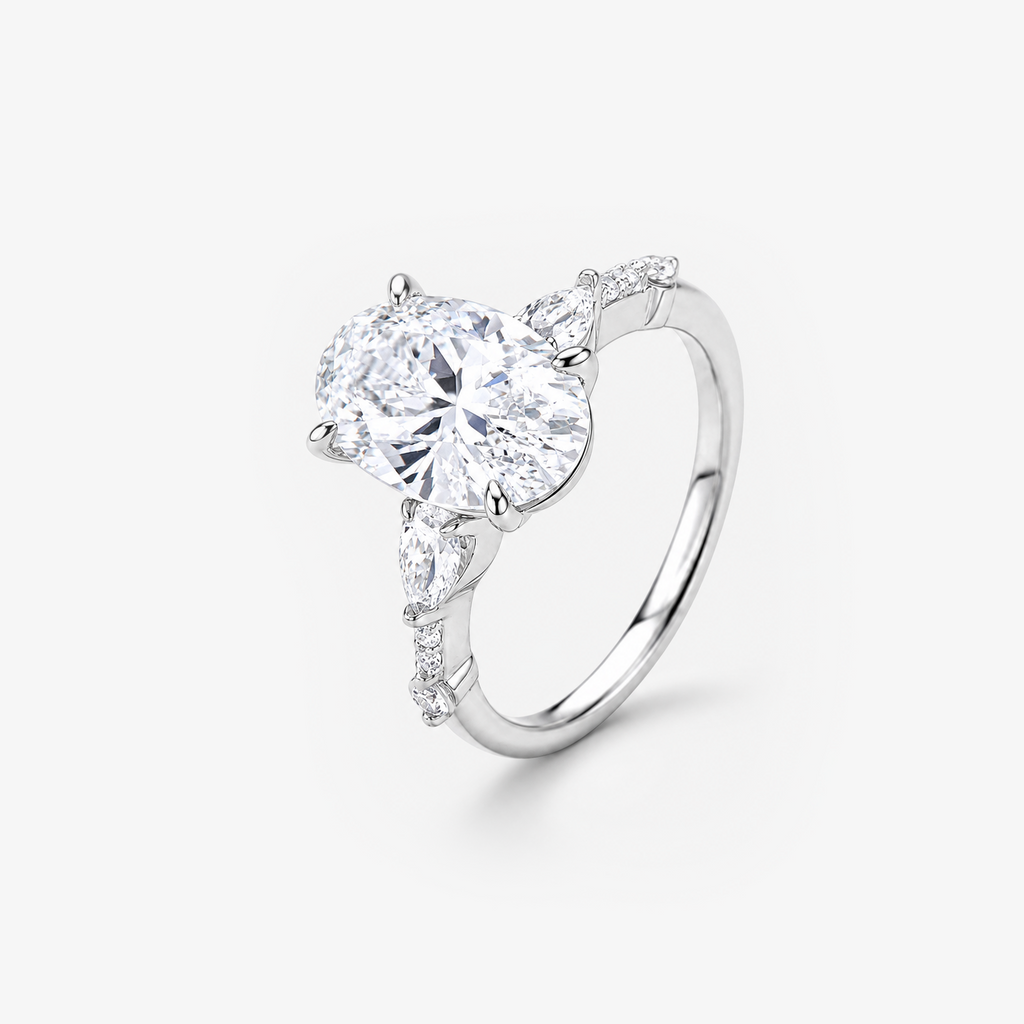 Oval Cut Floral Cluster Ring