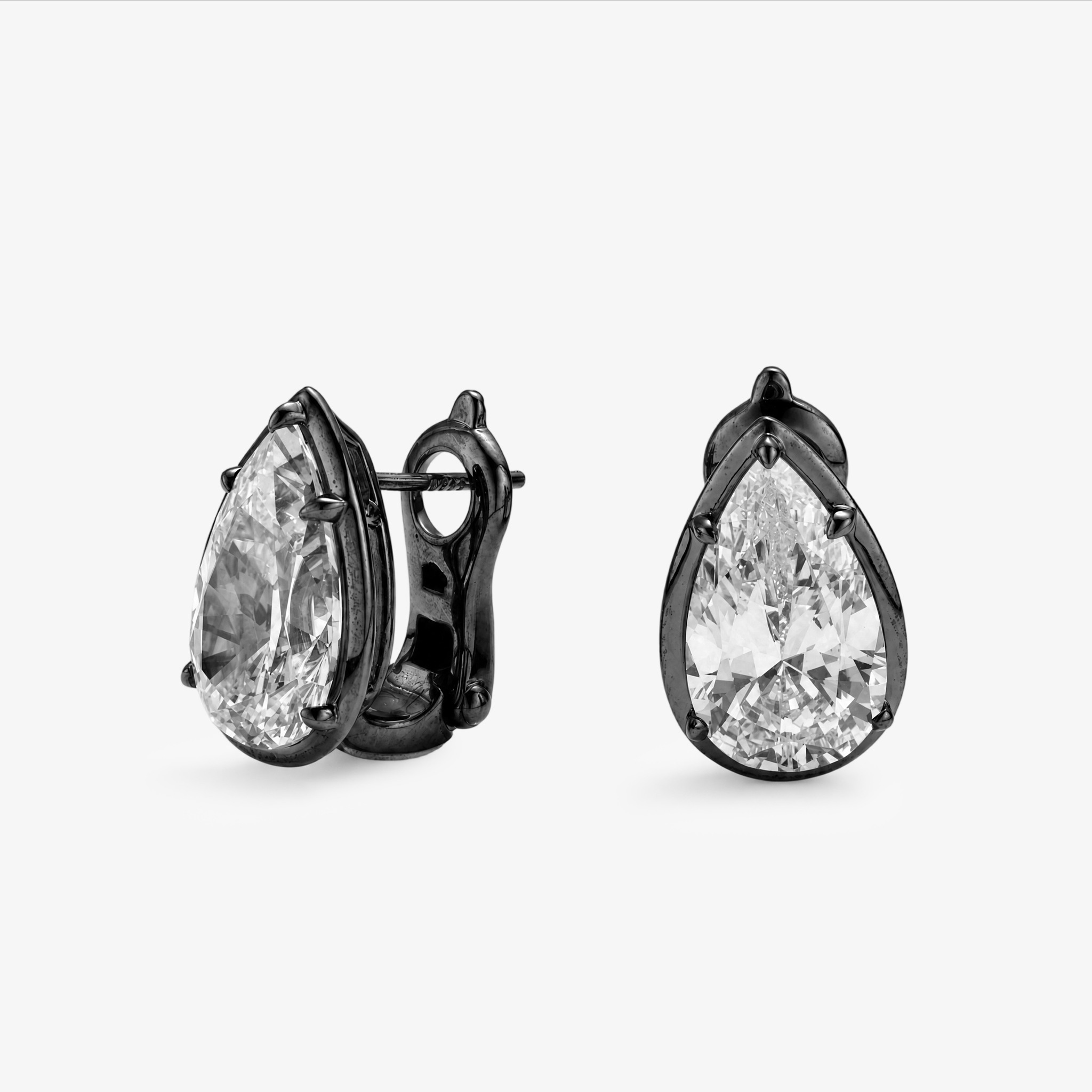 Black-Plated CZ Teardrop Earrings