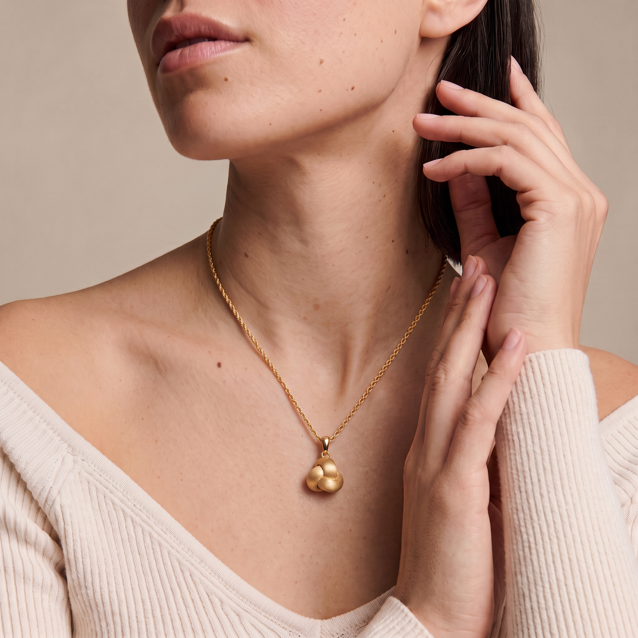 Brushed Love Knot Rope Chain Necklace