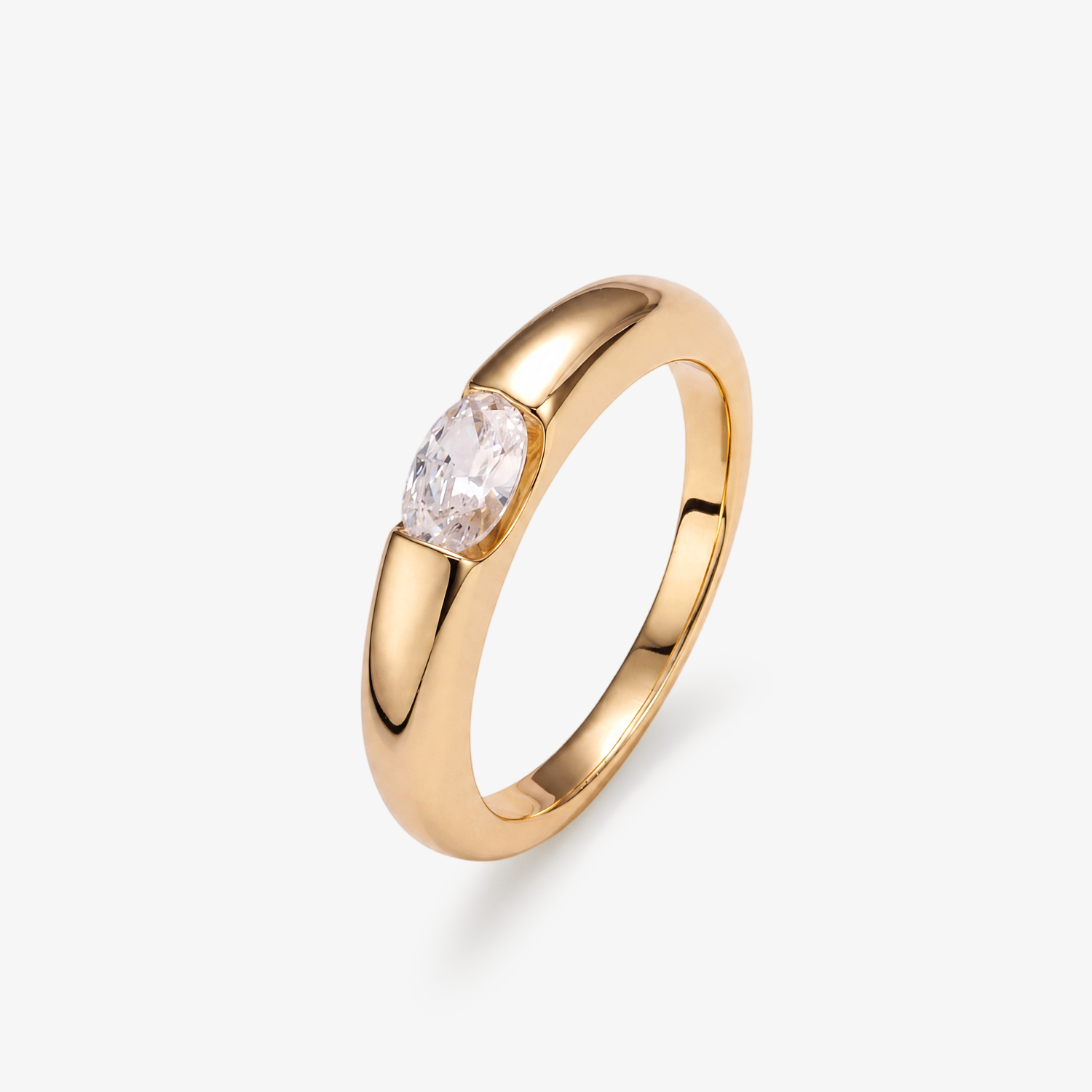 CZ Oval Solitaire Ring