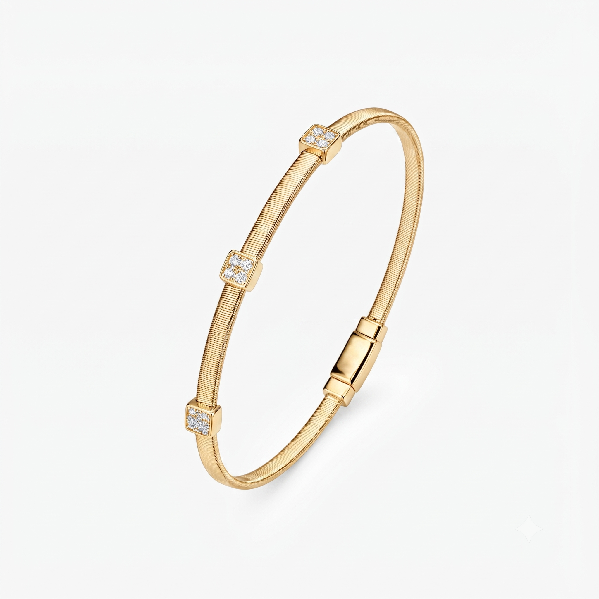 CZ Triple Station Bangle Bracelet