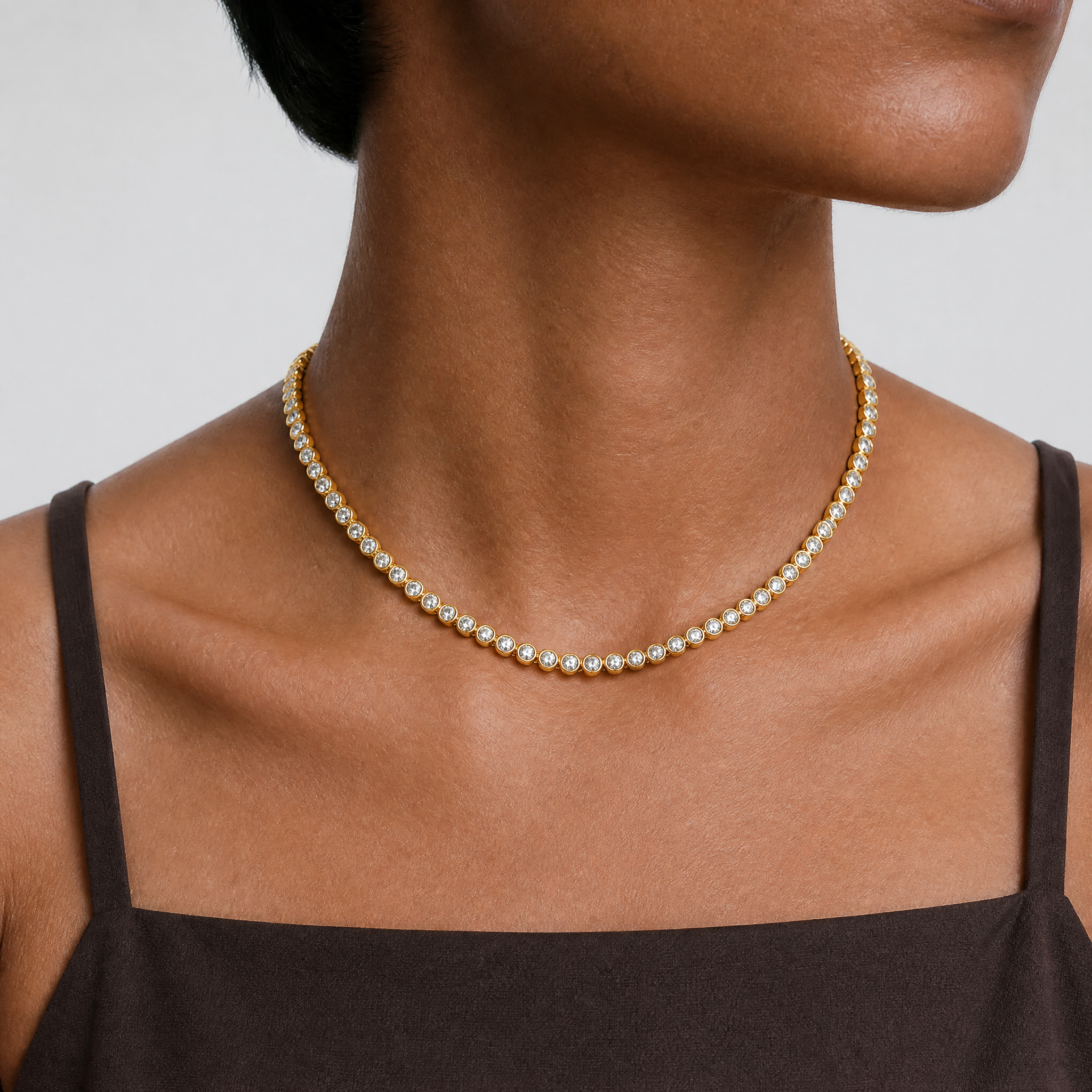 Bezel-Set Tennis Necklace