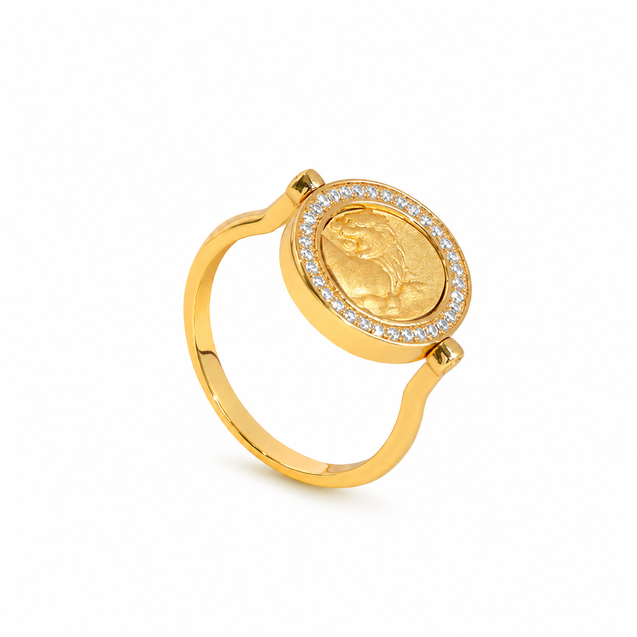 Pavé Halo Coin Spinner Ring
