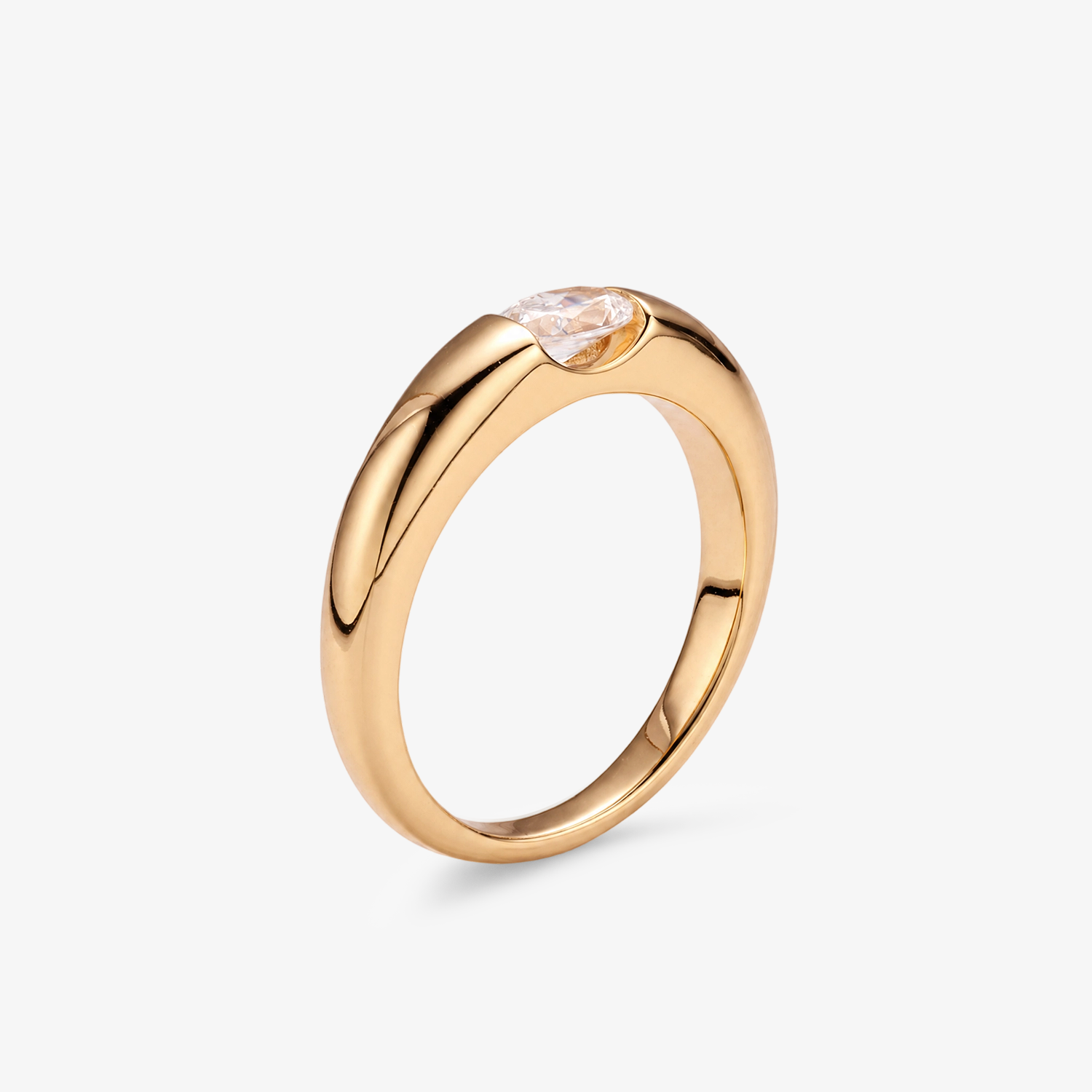 CZ Oval Solitaire Ring