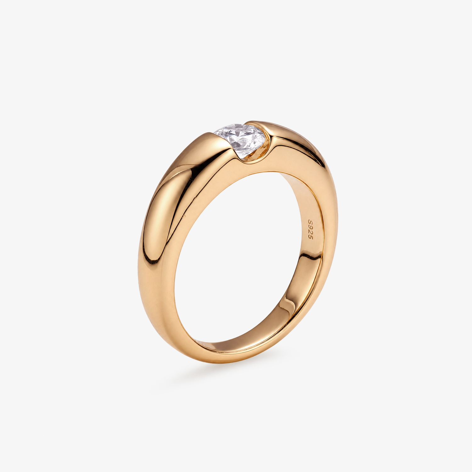 CZ Solitaire Band Ring