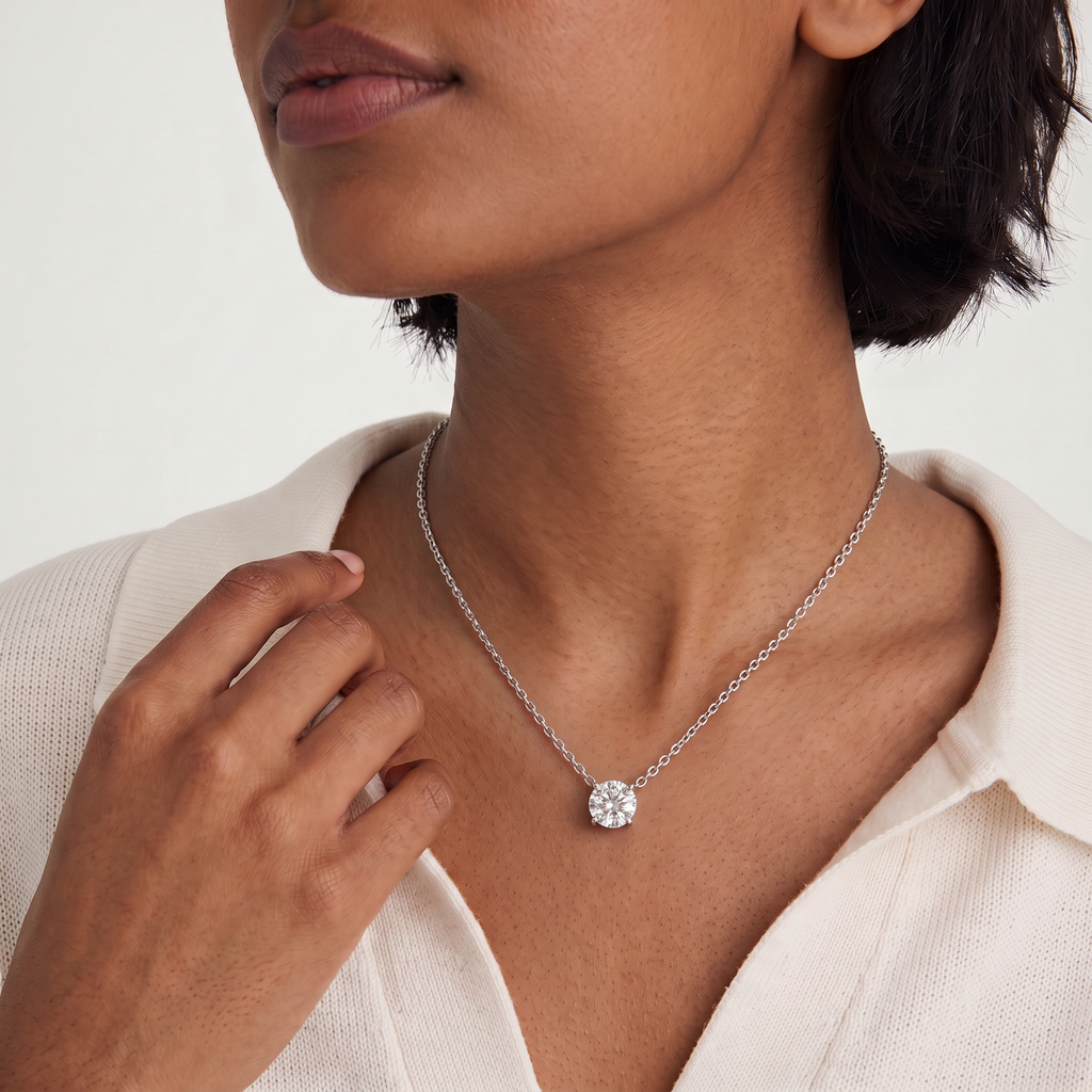 Floating Solitaire Pendant Necklace