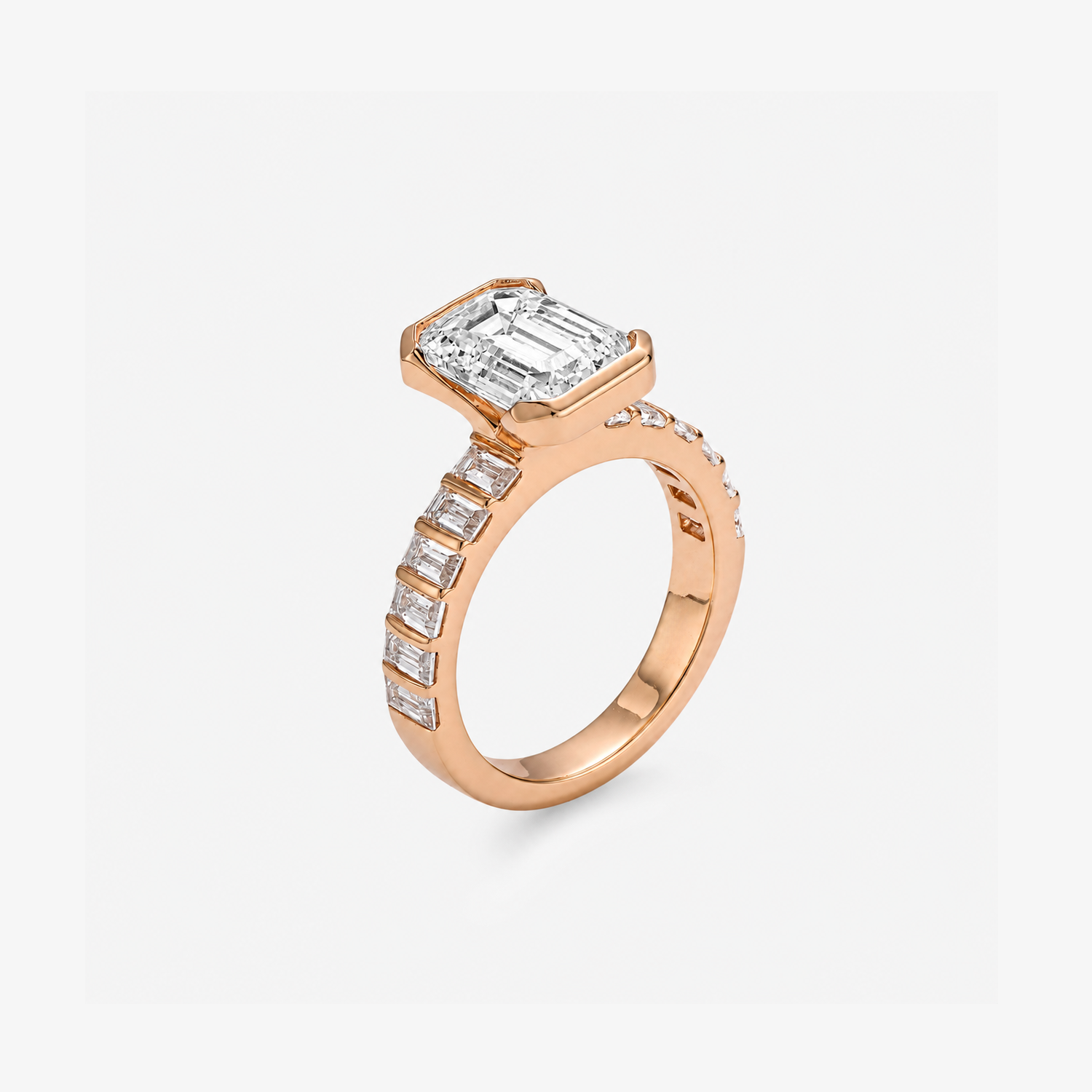 Emerald Cut Bezel Baguette Band Ring