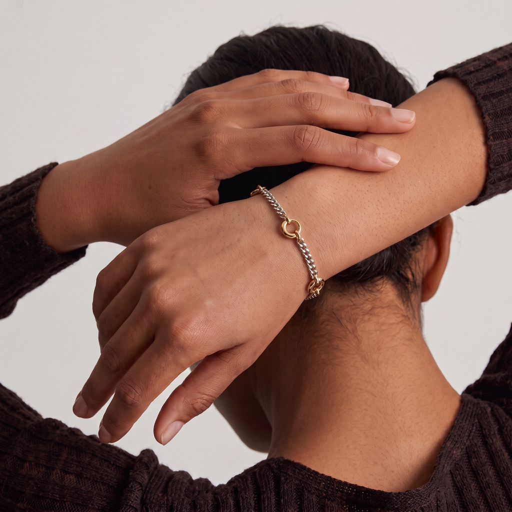 Gold Circle Charm Cuban Bracelet