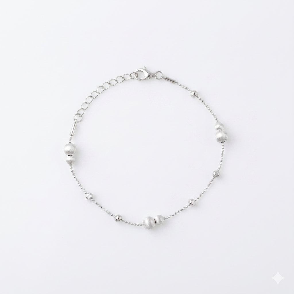 Brushed Bead Station Satellite Chain Bracelet