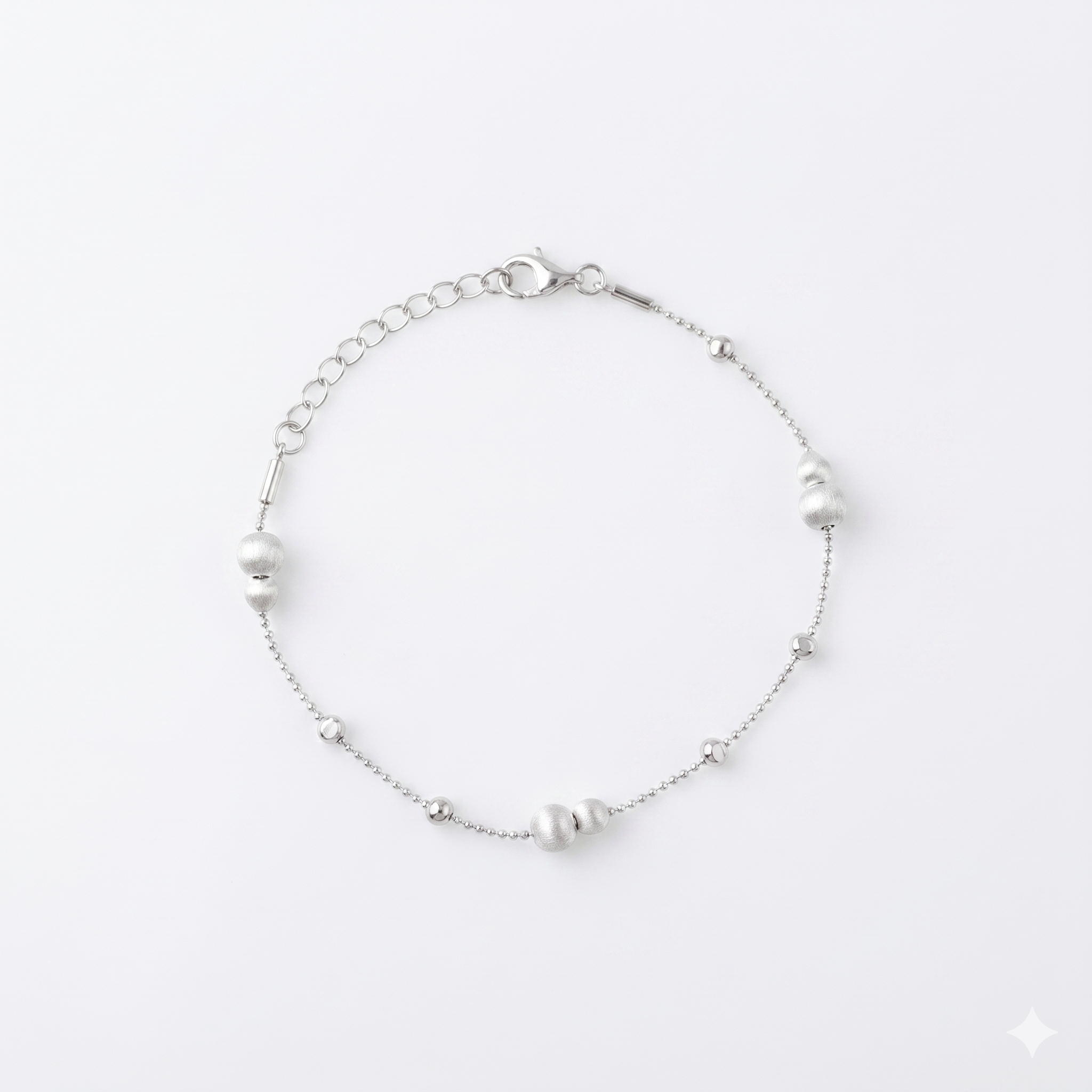 Brushed Bead Station Satellite Chain Bracelet