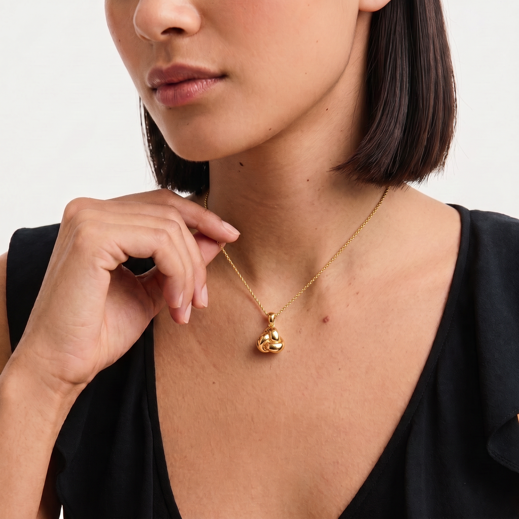 Polished Rope Chain Knot Ball Necklace