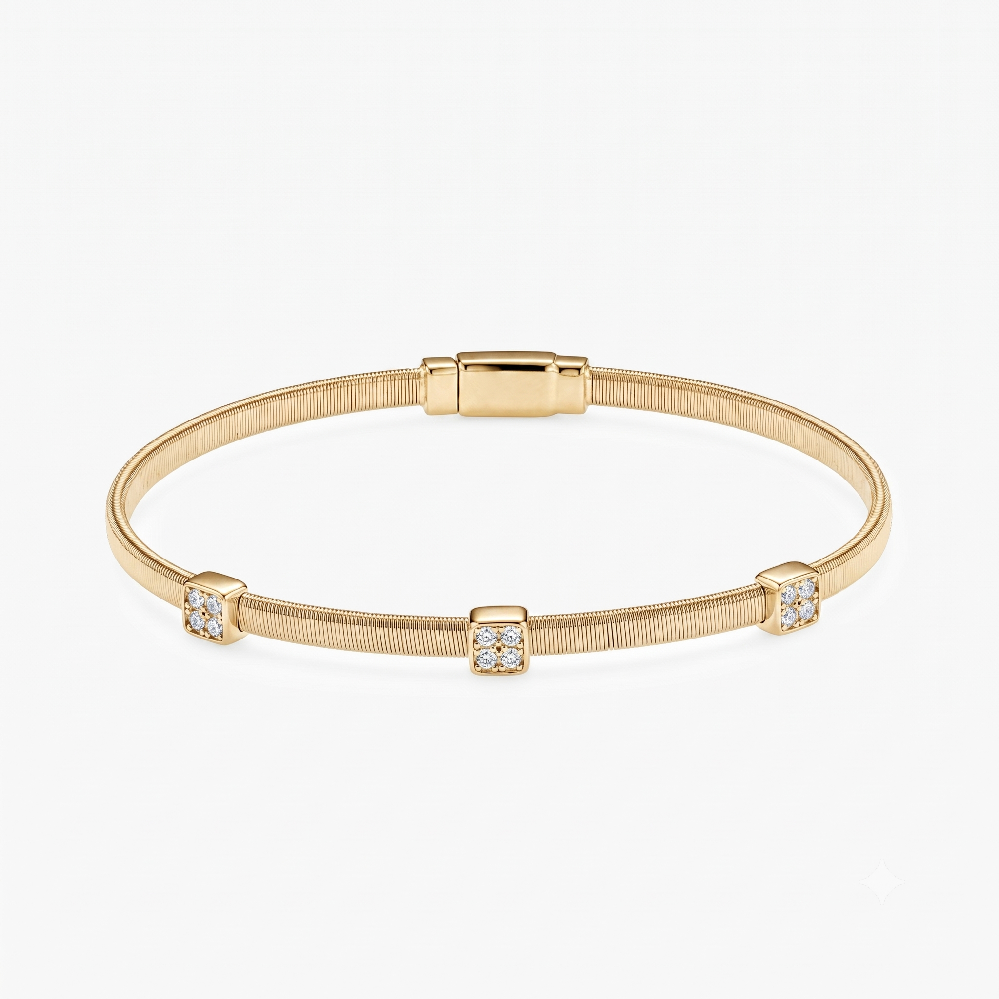 CZ Triple Station Bangle Bracelet