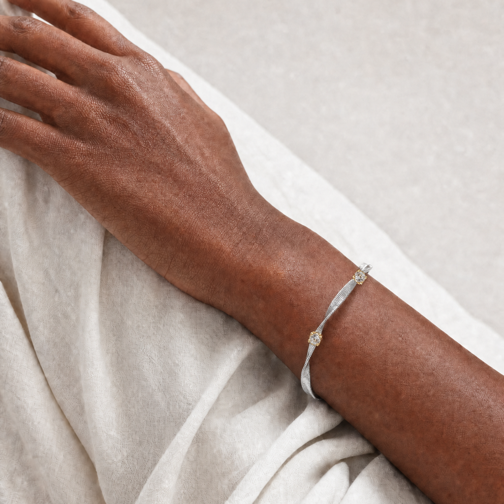 Dual Crystal Snake Chain Bracelet