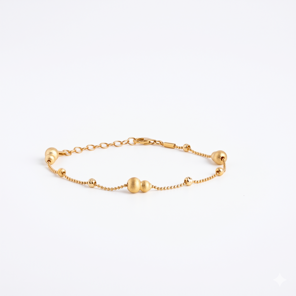 Brushed Bead Station Satellite Chain Bracelet