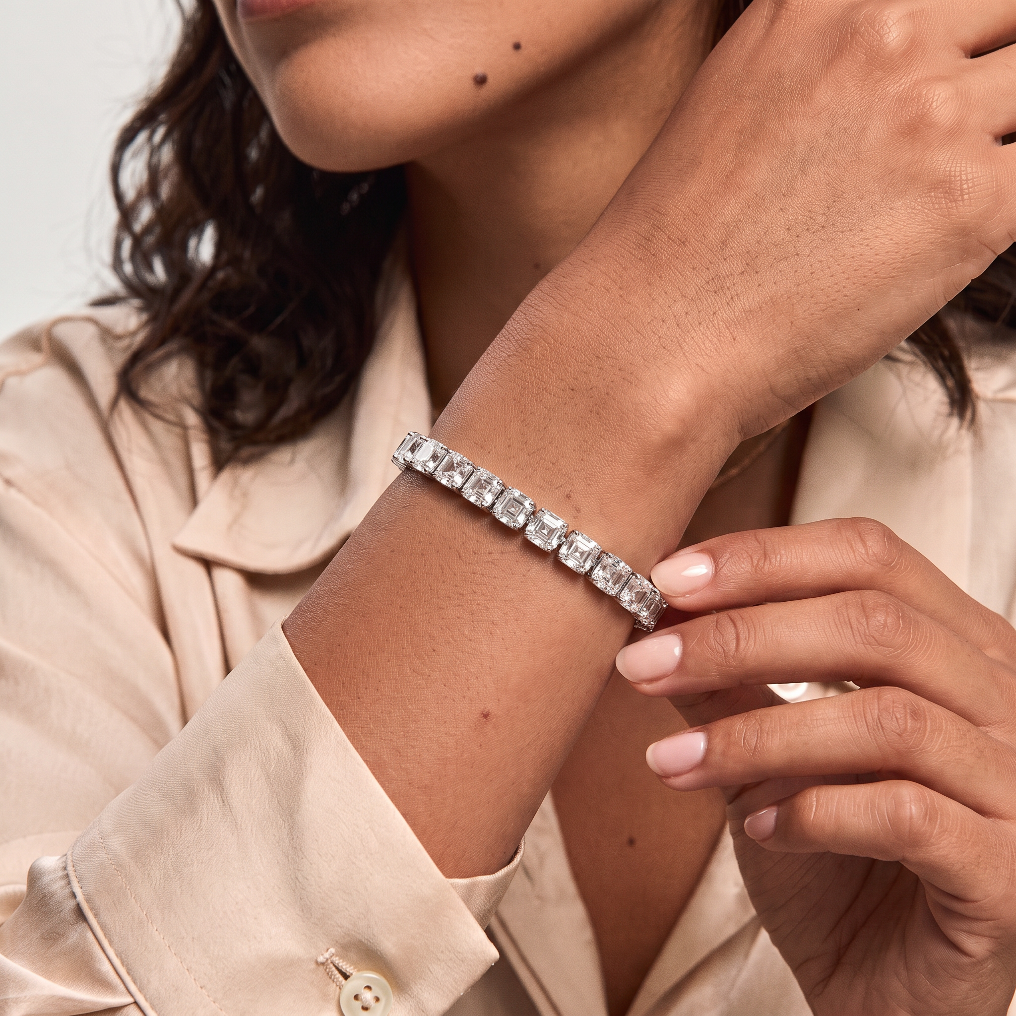 Large Asscher Pavé Tennis Bracelet