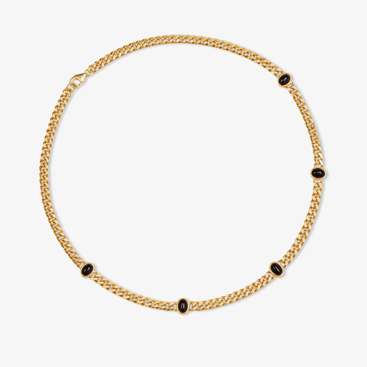 Cuban Link With Black Stone Necklace