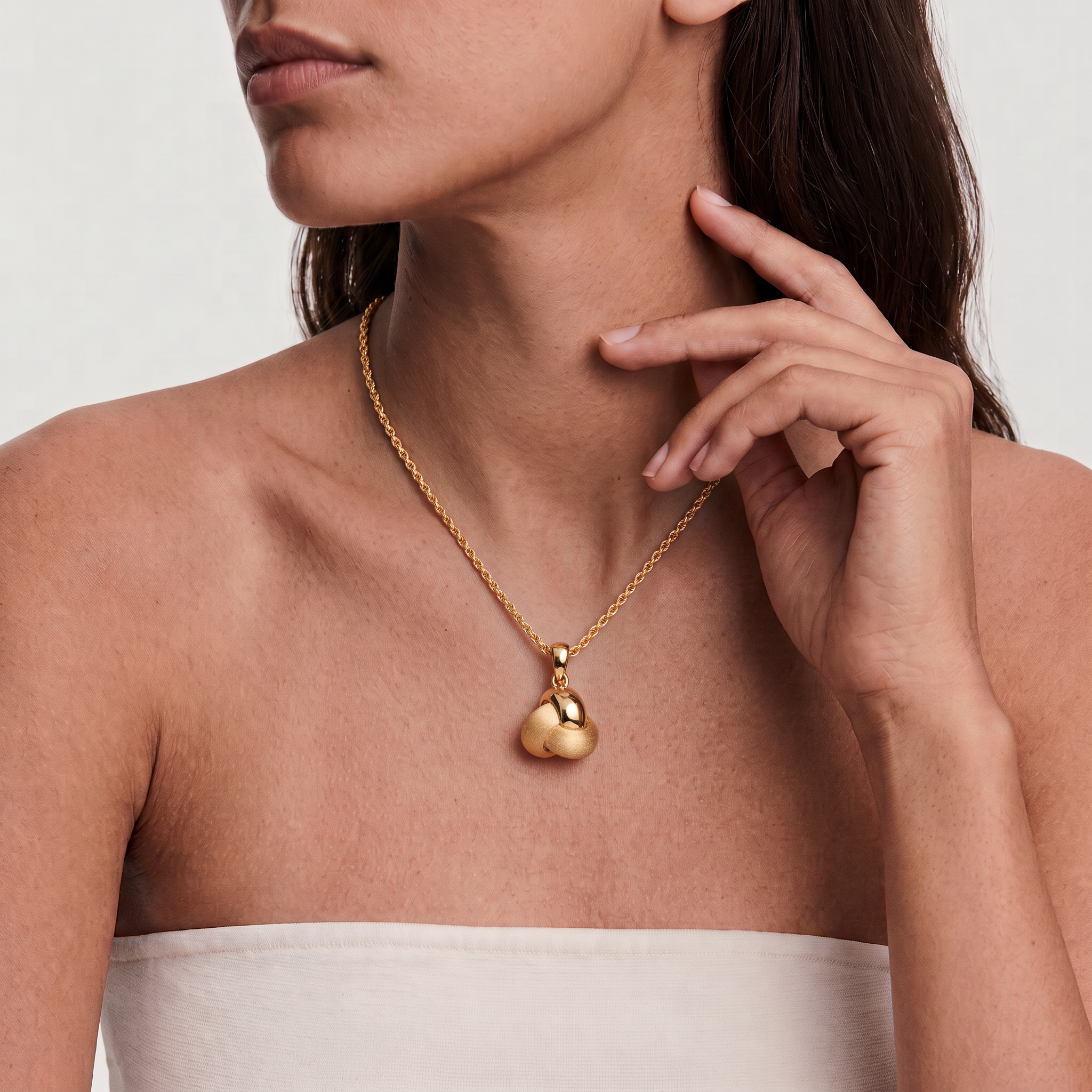 Two-Tone Knot Pendant Necklace