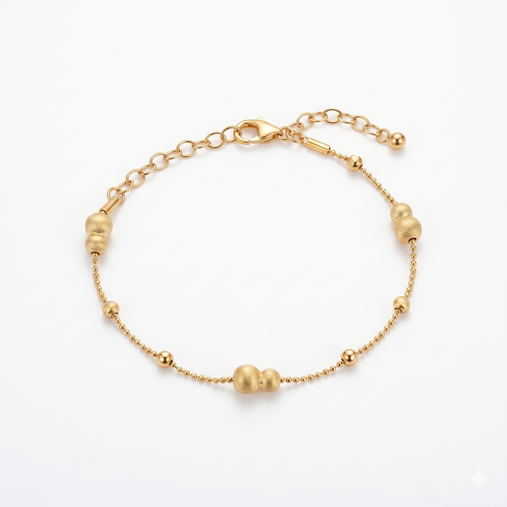 Brushed Bead Station Satellite Chain Bracelet