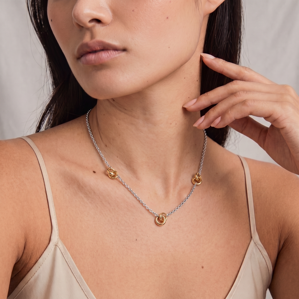 Triple Love Knot Station Necklace