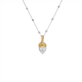 Gold Textured Acorn Pendant Necklace